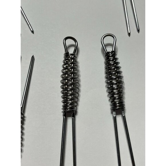 Lot of 12 Corn Cob Holders Skewers Stainless Steel Spiral Handle Forks Vintage - Picture 7 of 11